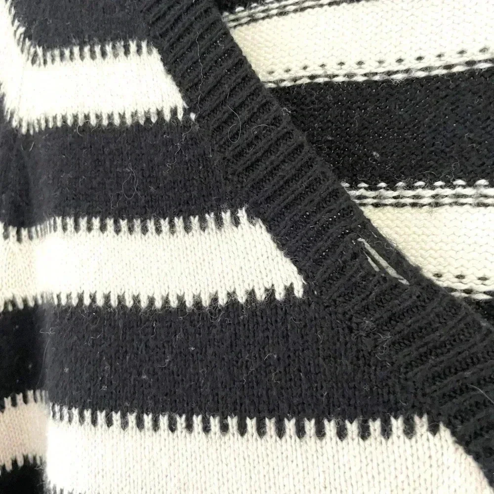 Wildfox Distressed Striped Vneck Sweater Black White